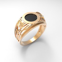 Мужское кольцо печатка с ониксом из золота     