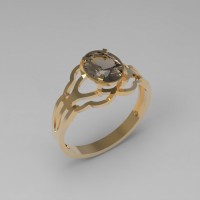 Ажурное кольцо из золота с раухтопазом