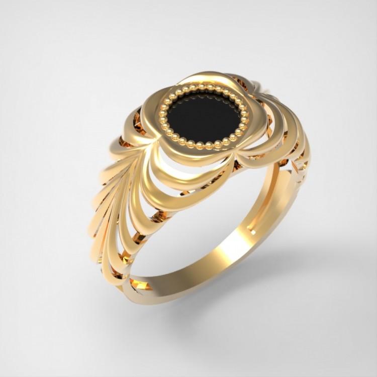 Мужское кольцо из золота с ониксом  