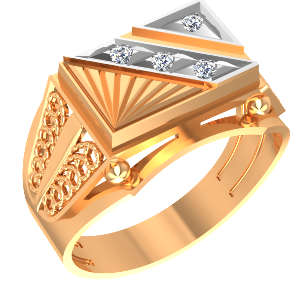 Мужское золотое кольцо с фианитами     