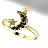 Кольцо из золота с черными фианитами