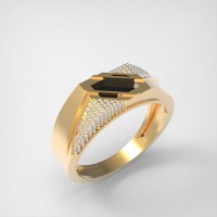 Золотое кольцо с ониксом для мужчин  