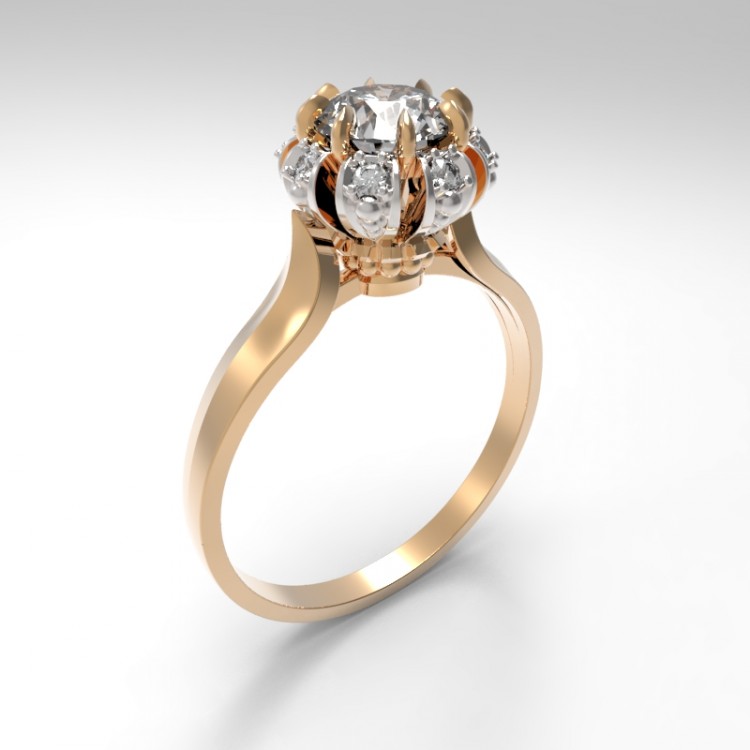 Стильное золотое кольцо со Swarovski  