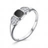 Серебряное кольцо с фианитами и черной эмалью