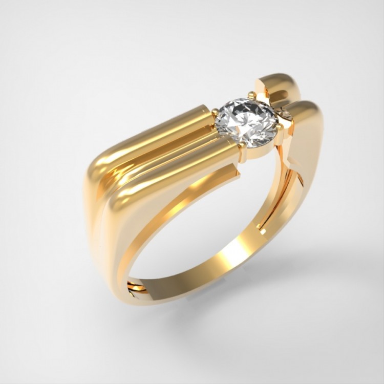 Мужское кольцо из золота с фианитом 