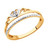 Кольцо Корона с бриллиантом из золота