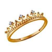 Кольцо Корона с бриллиантами из золота 