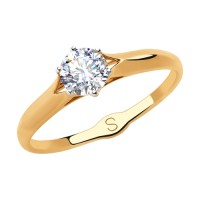 Золотое кольцо от SOKOLOV с фианитом бесцветным