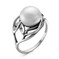 Стильное кольцо из серебра с жемчугом