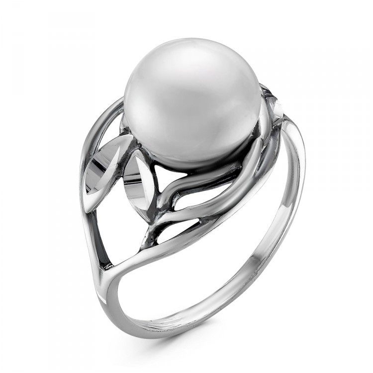Стильное кольцо из серебра с жемчугом