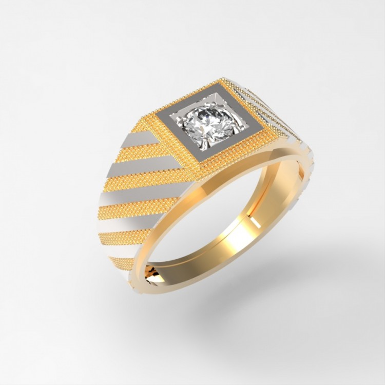 Мужское золотое кольцо печатка с фианитом