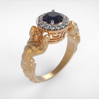 Перстень печатка Атланты с сапфиром из золота 