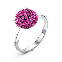 Серебряное кольцо с розовым ювелирным стеклом