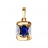 Подвеска из комбинированного золота с бриллиантами и синим корундом (синт.)