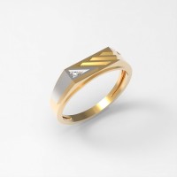 Мужское кольцо из золота с фианитом  