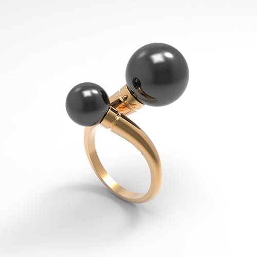 Золотое кольцо с черным жемчугом-купить со скидкой в рассрочку или кредит недорого