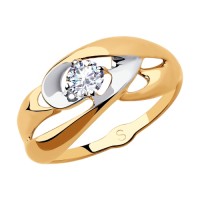 Золотое кольцо с фианитом бесцветным  